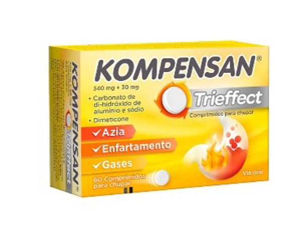 Picture of Kompensan Trieffect , 340 mg + 30 mg Blister 60 Unidade(s) Comp chupar