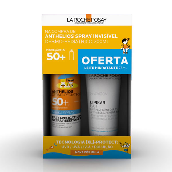 Imagem de La Roche-Posay Anthelios Dermo-Pediatrics Spray invisível SPF50+ 200 ml com Oferta de Lipikar Leite relipidante corporal 75 ml